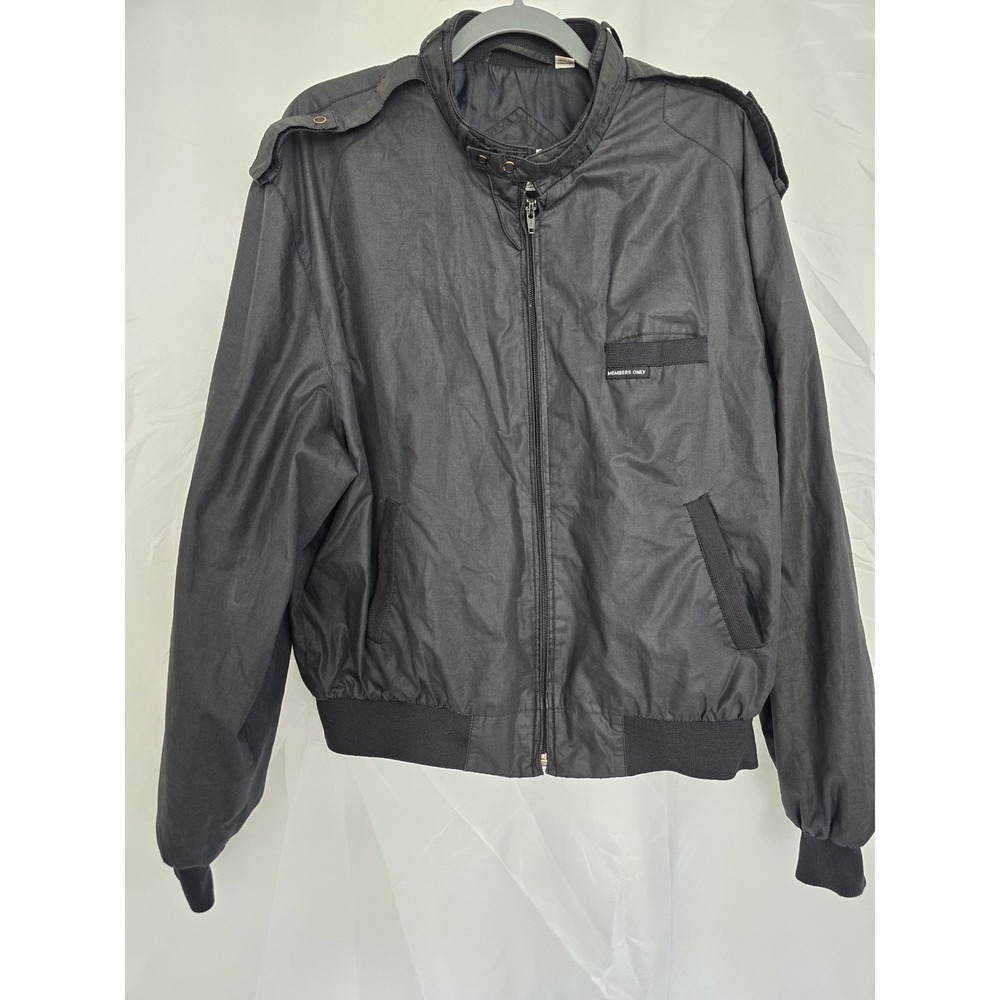 Vintage Members Only Mens Black Classic Bomber Jacket Size 46